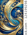 Luxurious background - gold and blue - 124199298