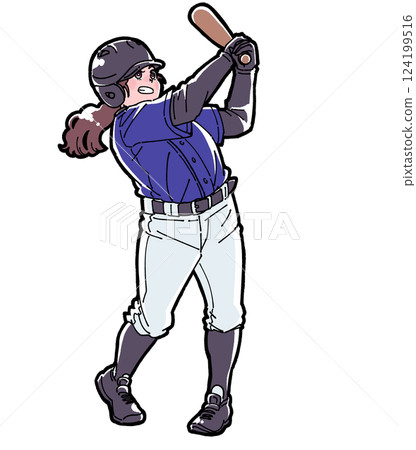 Illustration of a girl playing baseball 124199516