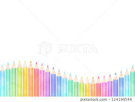Colorful watercolor pencil frame Colorful watercolor pencil frame 124199544