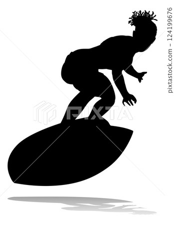 Woman Surfer Surfboard Female Surfer Silhouette 124199676