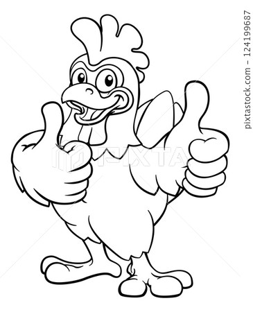 Chicken Cartoon Rooster Cockerel Bird Mascot 124199687