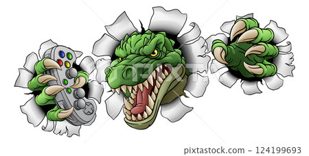 Crocodile Dinosaur Alligator Gamer Gaming Mascot 124199693