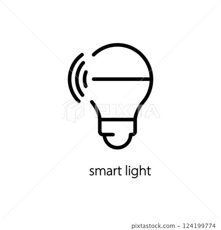 Smart light icon. Trendy modern flat linear vector Smart light icon on white background from thin line Electronic devices collection, editable outline stroke vector illustration Smart light icon. Trendy modern flat linear vector Smart light icon on white background from thin line Electronic devices collection, editable outline stroke vector illustration 124199774