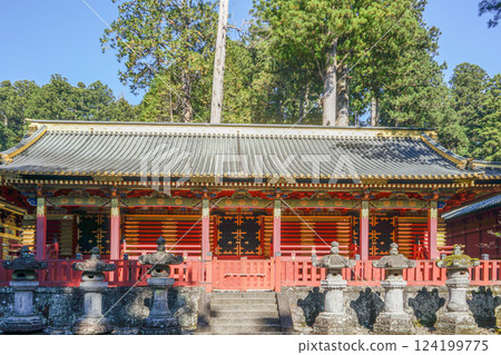 日光東照宮的紅色日式古建築 124199775