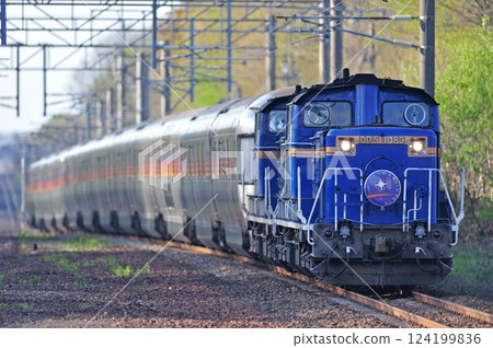 Chitose Line Uenae JR Hokkaido DD51-1083 (Hakodate) + JR East E26 series (Oku) Cassiopeia 124199836