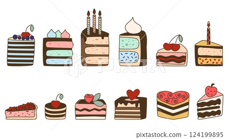 Piece of cake and pie set Piece of cake and pie set 124199895