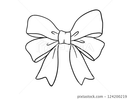 Coquette bow outline drawing, vector illustration isolated on white, cute doodle ribbon Coquette bow outline drawing, vector illustration isolated on white, cute doodle ribbon 124200219