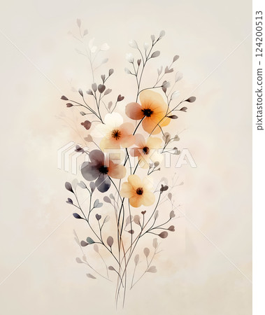 A bunch of flowers on a beige background 124200513