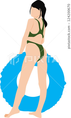 身穿泳衣的女子擺姿勢的插圖 124200670
