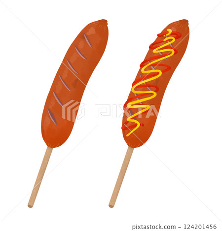 街頭美食_法蘭克福插圖(番茄醬_芥末) 街頭美食_法蘭克福插圖(番茄醬_芥末) 124201456