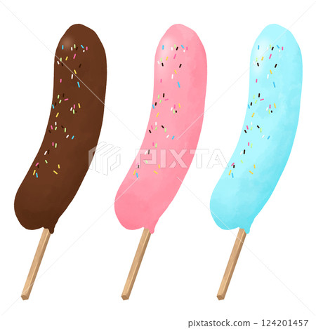 Street food_chocolate banana illustration (brown_pink_light blue) Street food_chocolate banana illustration (brown_pink_light blue) 124201457