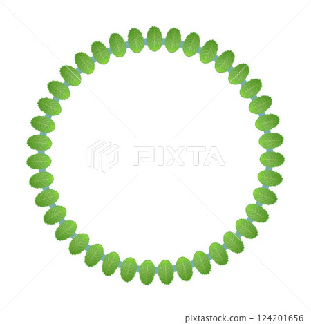 Illustration of a circular decorative frame with mint leaves 124201656