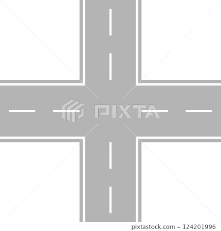 Illustration of an overhead view of a crossroads Illustration of an overhead view of a crossroads 124201996