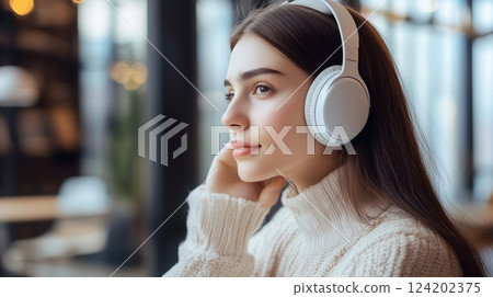 Capture a young professional using a noise-canceling headset 124202375