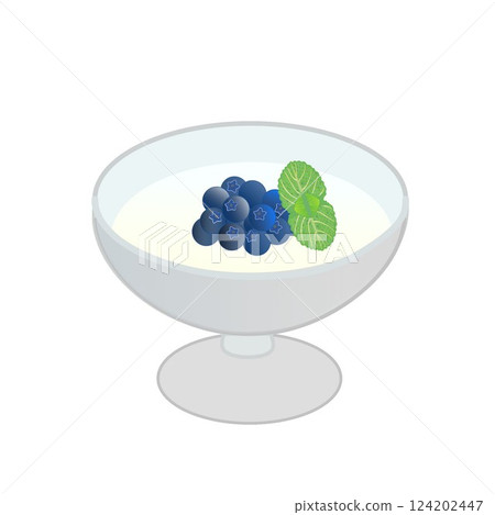 薄荷藍莓優格插圖 薄荷藍莓優格插圖 124202447