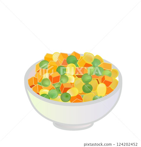 碗中混合蔬菜的插圖 碗中混合蔬菜的插圖 124202452