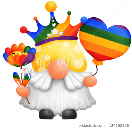 Pride Month Rainbow Gnome Clipart LGBTQ Celebration Digital Illustration Pride Month Rainbow Gnome Clipart LGBTQ Celebration Digital Illustration 124202596