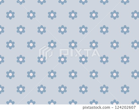 Cute blue small flower pattern background 124202607