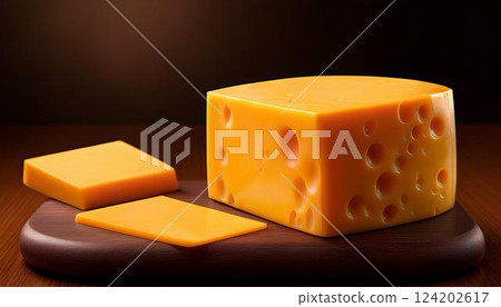Rich cheddar cheese and 2 slices 124202617