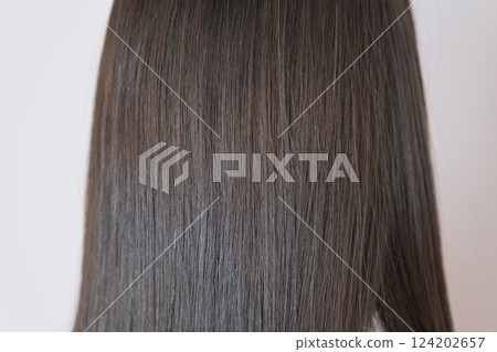 Shiny straight hair updo 124202657