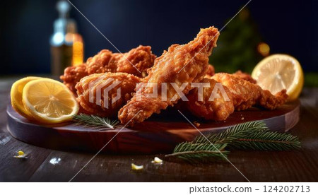 Crispy and juicy fried chicken with lemon5 124202713