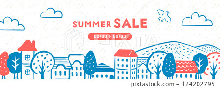 手繪背景插畫_townscape_1 手繪背景插畫_townscape_1 124202795