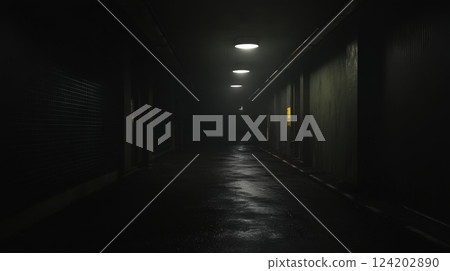 Total Darkness Artistic Depiction. Dark Neutral Background 124202890