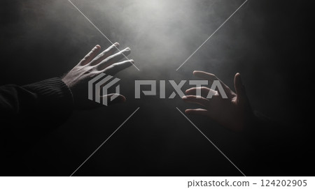 Hands Reaching Out Of A Dark Void 124202905