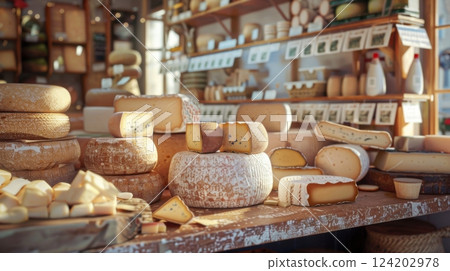 Cheese Display In A Gourmet Shop 124202978