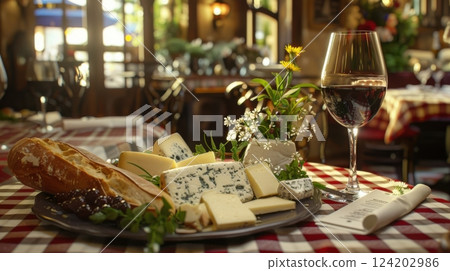 Board featuring a variety of artisan cheeses 124202986