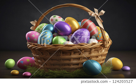 Easter eggs painted with natural herbs and flowers. For banners, card Easter eggs painted with natural herbs and flowers. For banners, card 124203527