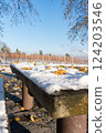 A table outside covered with snow. 124203546