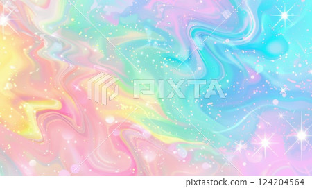 Colorful Abstract Pastel Background with Glowing Stars and Glitter 124204564