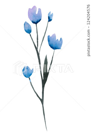 Watercolor light blue wildflowers isolated illustration, romantic floral wedding element Watercolor light blue wildflowers isolated illustration, romantic floral wedding element 124204576