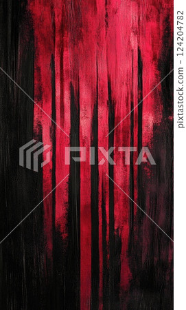 Bold red and black abstract artwork depicting vertical brush strokes with a dramatic effect Bold red and black abstract artwork depicting vertical brush strokes with a dramatic effect 124204782
