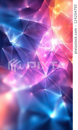Abstract colorful geometric pattern with vibrant hues and dynamic lighting effects in digital art 124204795
