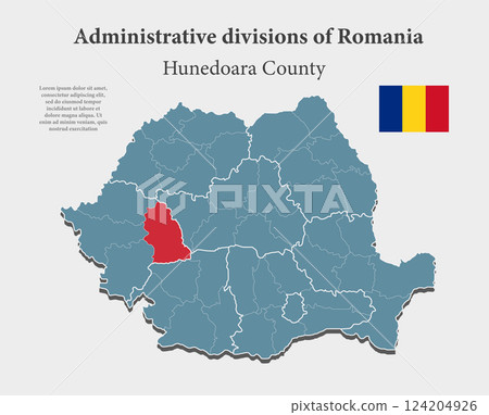 Vector map Romania - Hunedoara County 124204926