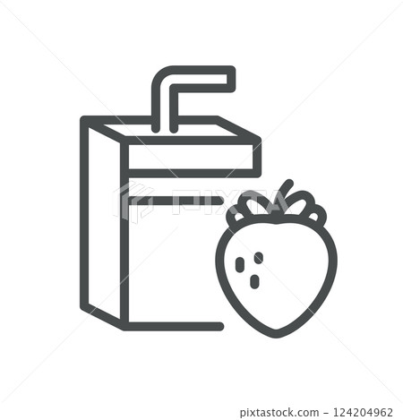 Strawberry Juice Box Icon. Fresh Strawberry Berry Fruit Drink Outline Vector Symbol of Drink Box with Straw with Strawberry Flavor Strawberry Juice Box Icon. Fresh Strawberry Berry Fruit Drink Outline Vector Symbol of Drink Box with Straw with Strawberry Flavor 124204962