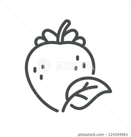 Strawberry With Leaf Icon. Isolated Line Healthy Berry for Garden and Agriculture. Outline Vector Symbol 124204963