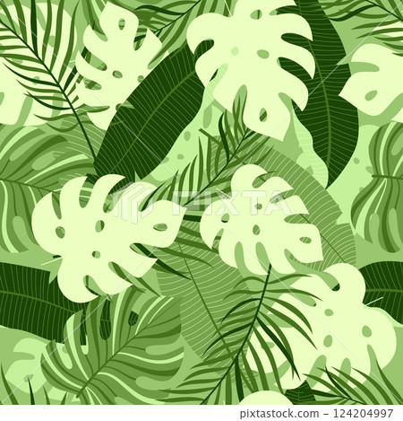 pattern with tropical leaves 124204997