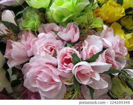 Colorful artificial flower bouquet Colorful artificial flower bouquet 124205349