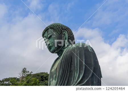 Side view of the Great Buddha statue at Kotoku-in temple in Kamakura Japan Side view of the Great Buddha statue at Kotoku-in temple in Kamakura Japan 124205464