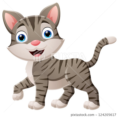 Happy cat cartoon isolated on white background Happy cat cartoon isolated on white background 124205617