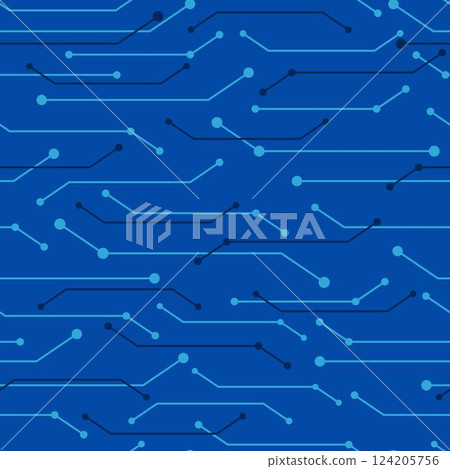 Computer circuit board. Seamless digital pattern. Vector electric chipset scheme texture. Abstract blue technology background. Computer circuit board. Seamless digital pattern. Vector electric chipset scheme texture. Abstract blue technology background. 124205756