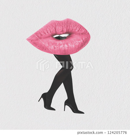 Woman legs and lips abstract collage Woman legs and lips abstract collage 124205776