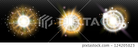 set of abstract glowing light effect stars set of abstract glowing light effect stars 124205823