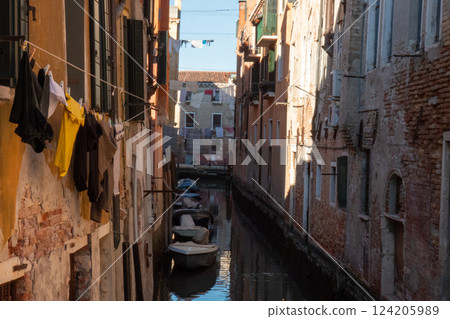 Quiet Venetian Canal at Dawn 124205989