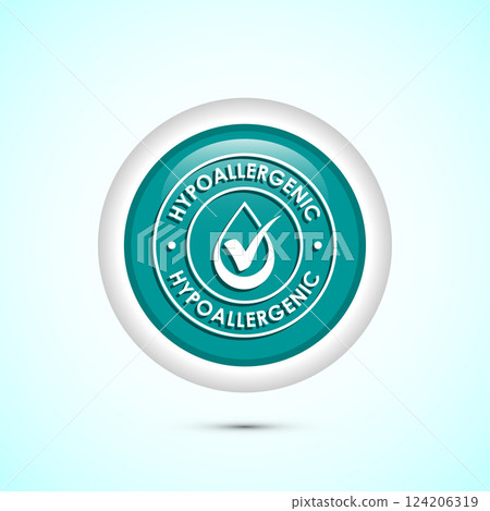 Hypoallergenic tested icon design illustration. Cosmetic certification label, Hypoallergenic icon sign, Button design 124206319