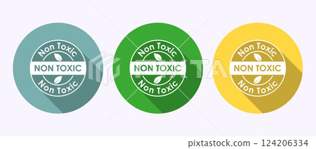 Non toxic icon design illustration. No harmful chemical sign in shadow button design 124206334