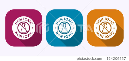 Non toxic icon design illustration. No harmful chemical sign in shadow button design 124206337